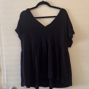 White Birch Black V-Neck Blouse